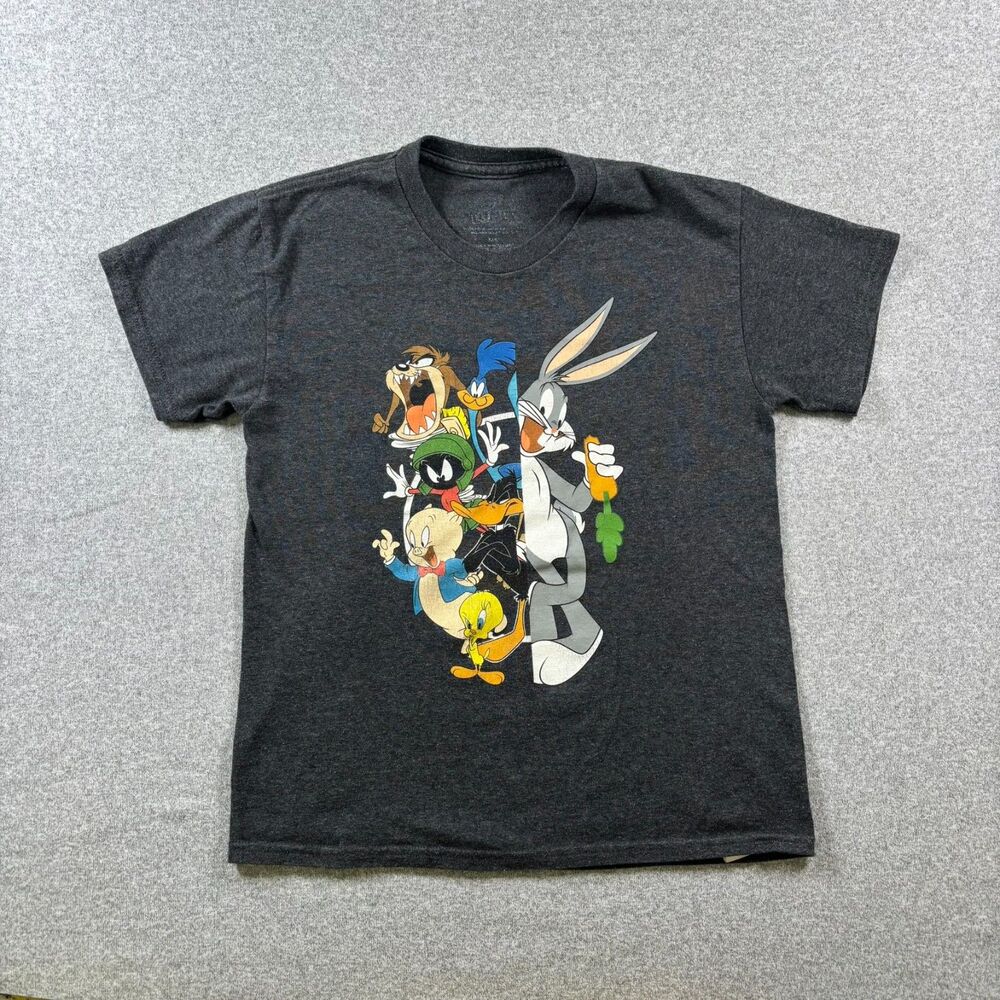 Kids Looney Tunes Characters Graphic T Shirt Bugs Bunny Taz Black Size L